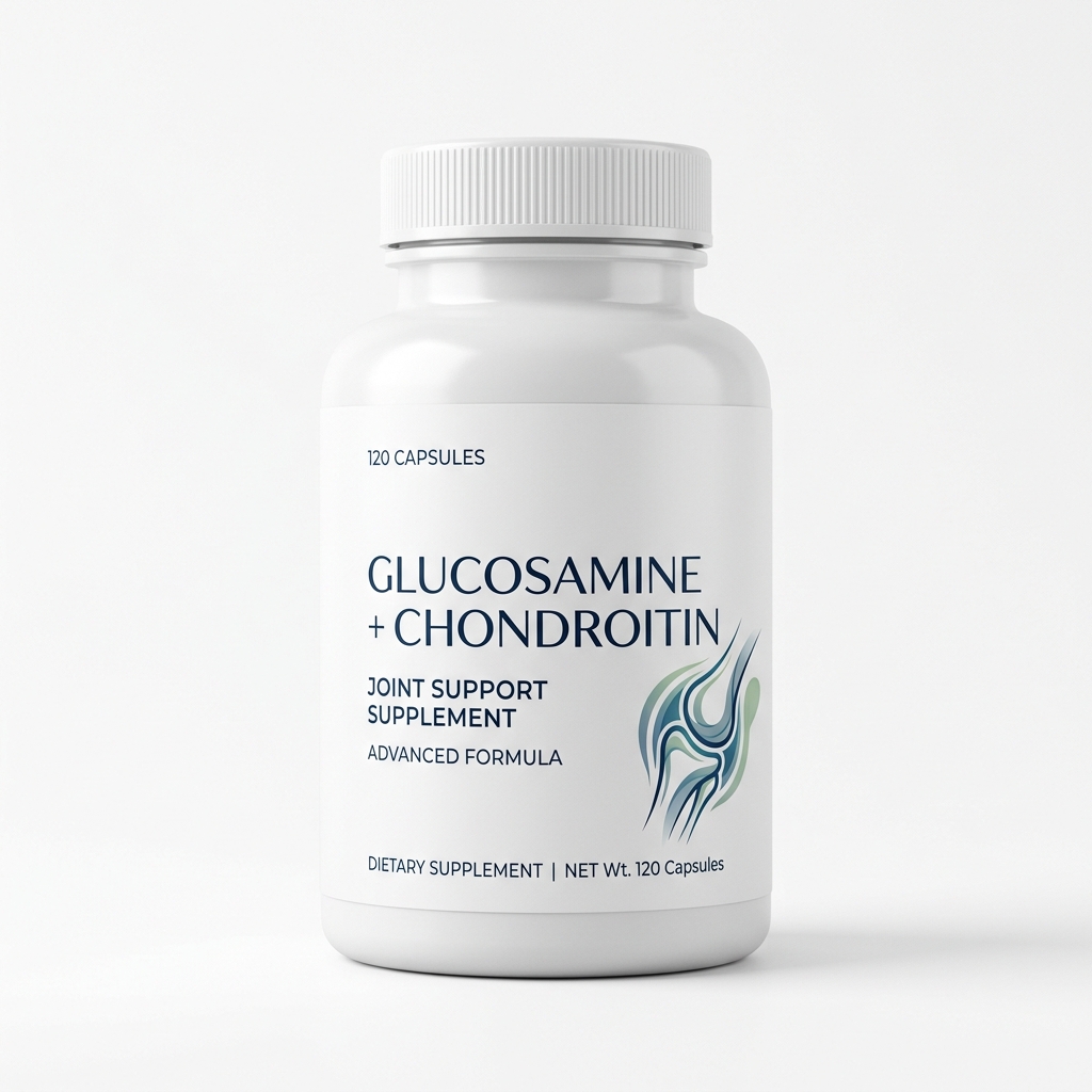 Glucosamine and Chondroitin supplement bottle for joint cartilage support