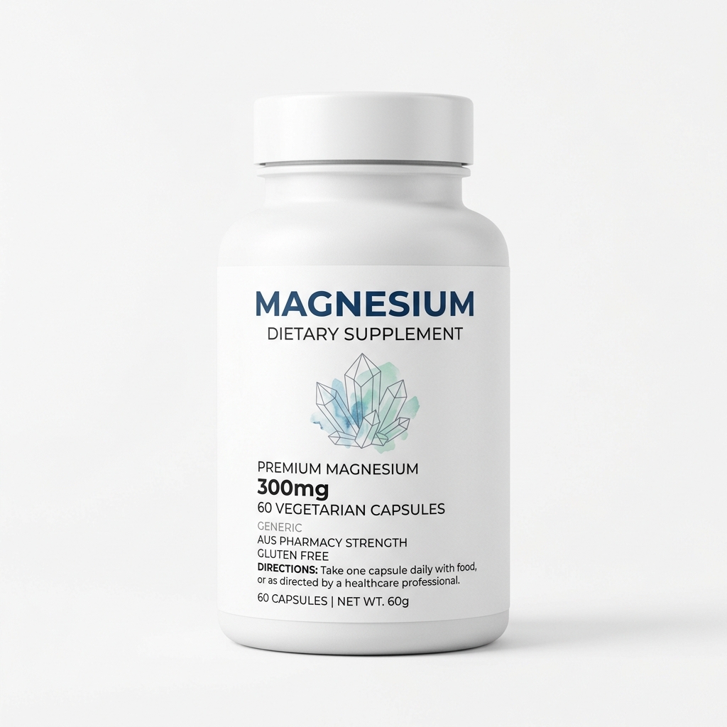 Magnesium supplement bottle for muscle recovery and cramp relief