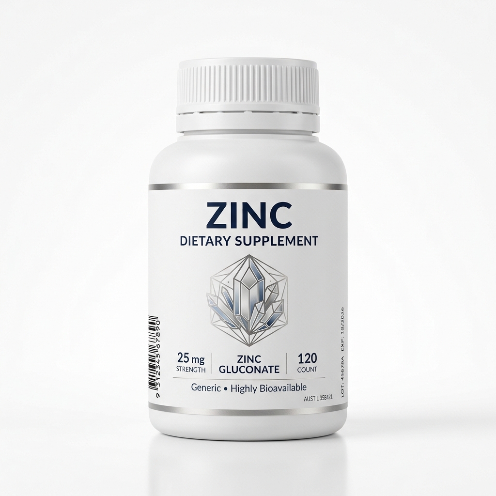 Zinc supplement bottle for cellular tissue repair, immune support, and muscle healing