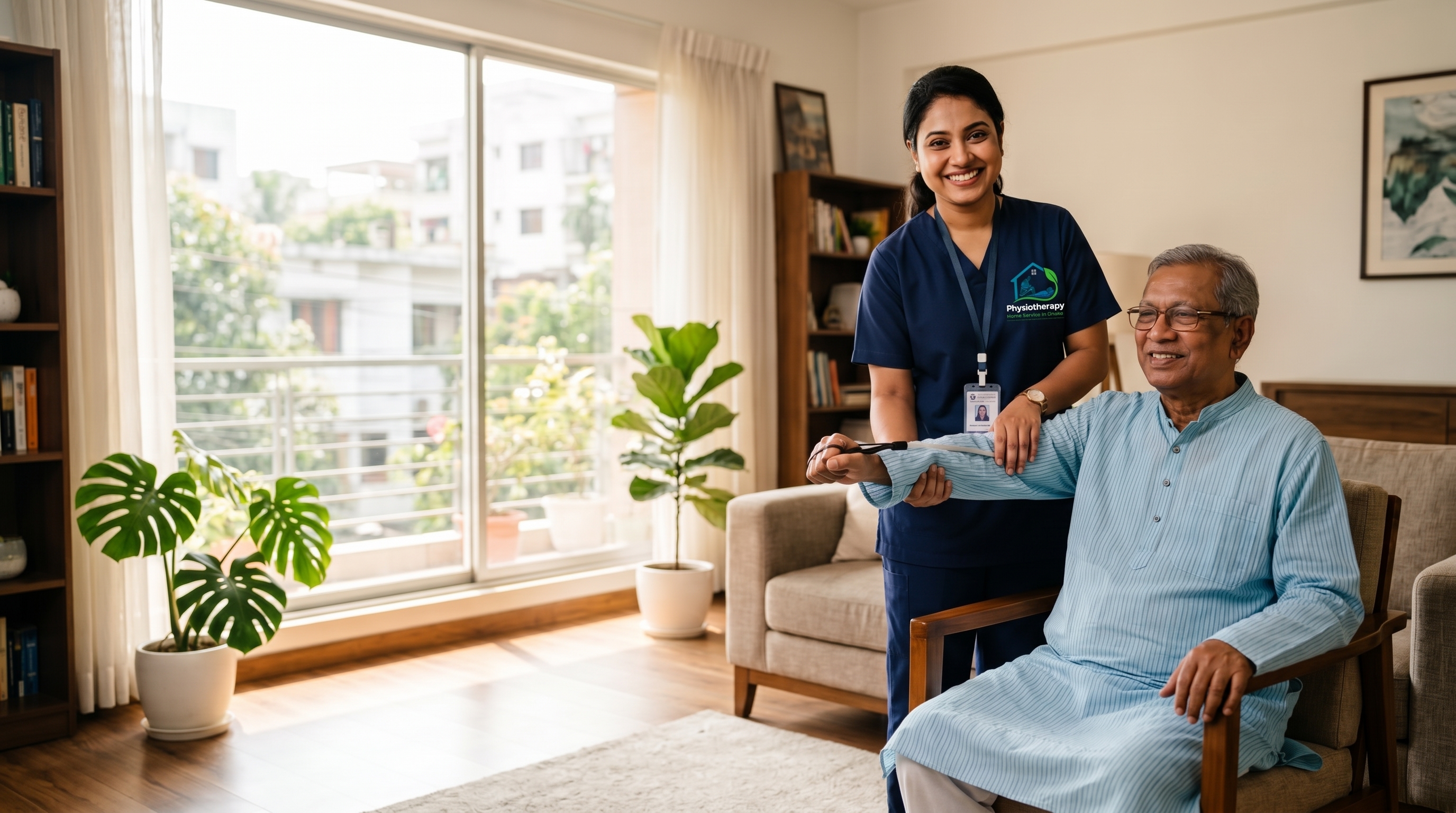 Physiotherapist providing home visit care in Dhaka